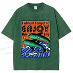 Unisex Vintage Dolphin Enjoy this Life Printed Washed Tee