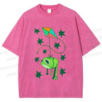 Unisex Silly Frog Hang in Kite Printed Washed Tee