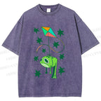 Unisex Silly Frog Hang in Kite Printed Washed Tee