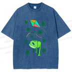 Unisex Silly Frog Hang in Kite Printed Washed Tee