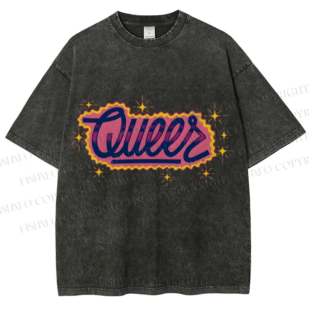 Unisex Pride Sparkling Queers Printed Washed Tee