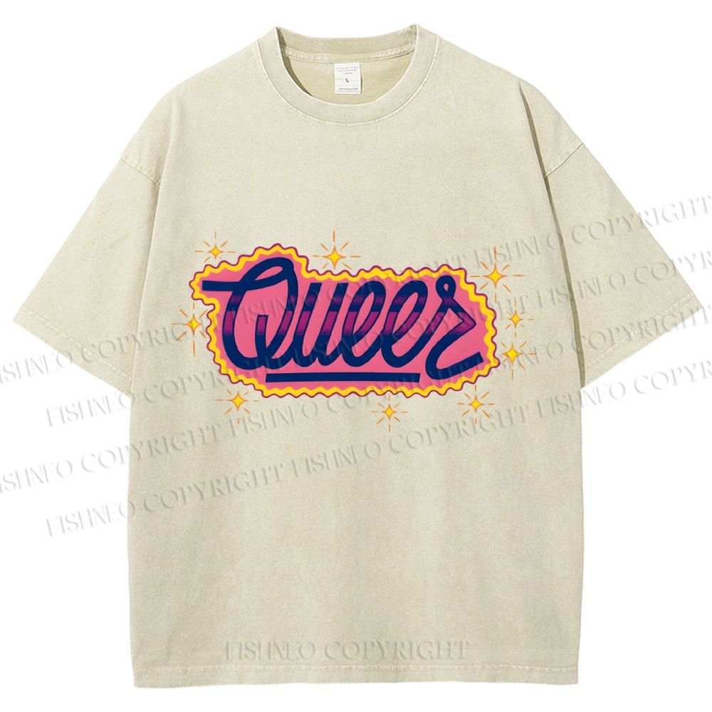 Unisex Pride Sparkling Queers Printed Washed Tee