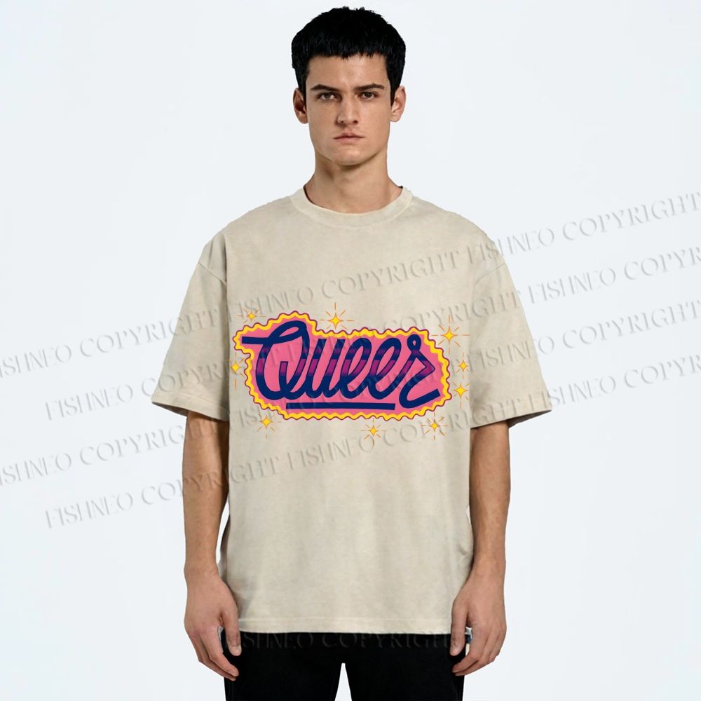 Unisex Pride Sparkling Queers Printed Washed Tee