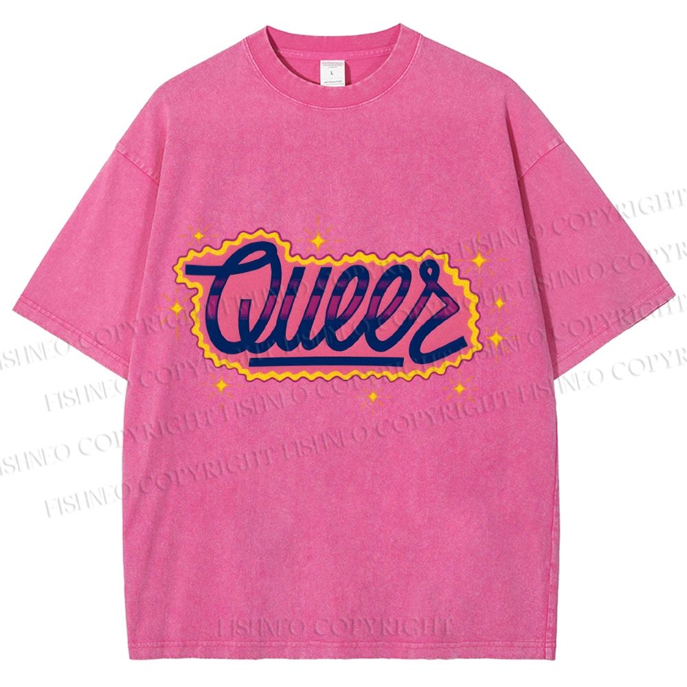 Unisex Pride Sparkling Queers Printed Washed Tee