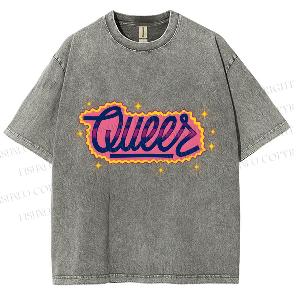 Unisex Pride Sparkling Queers Printed Washed Tee