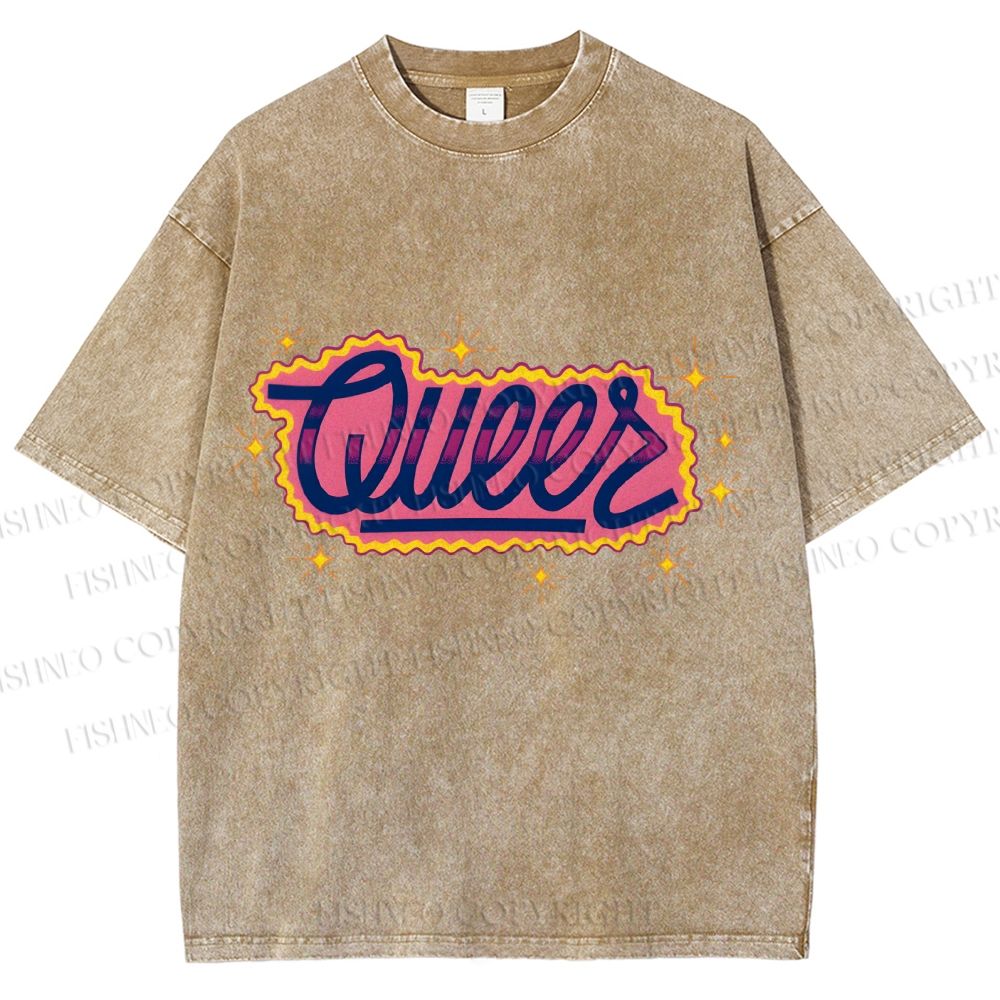 Unisex Pride Sparkling Queers Printed Washed Tee