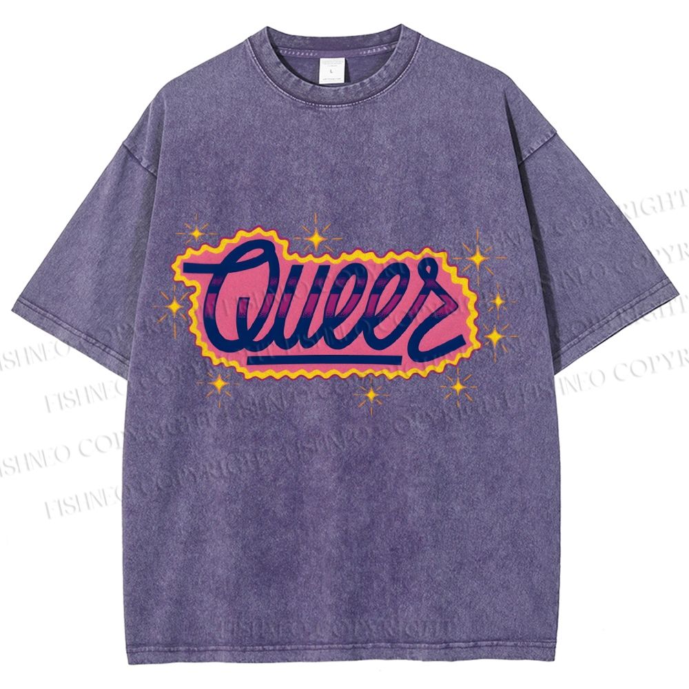 Unisex Pride Sparkling Queers Printed Washed Tee
