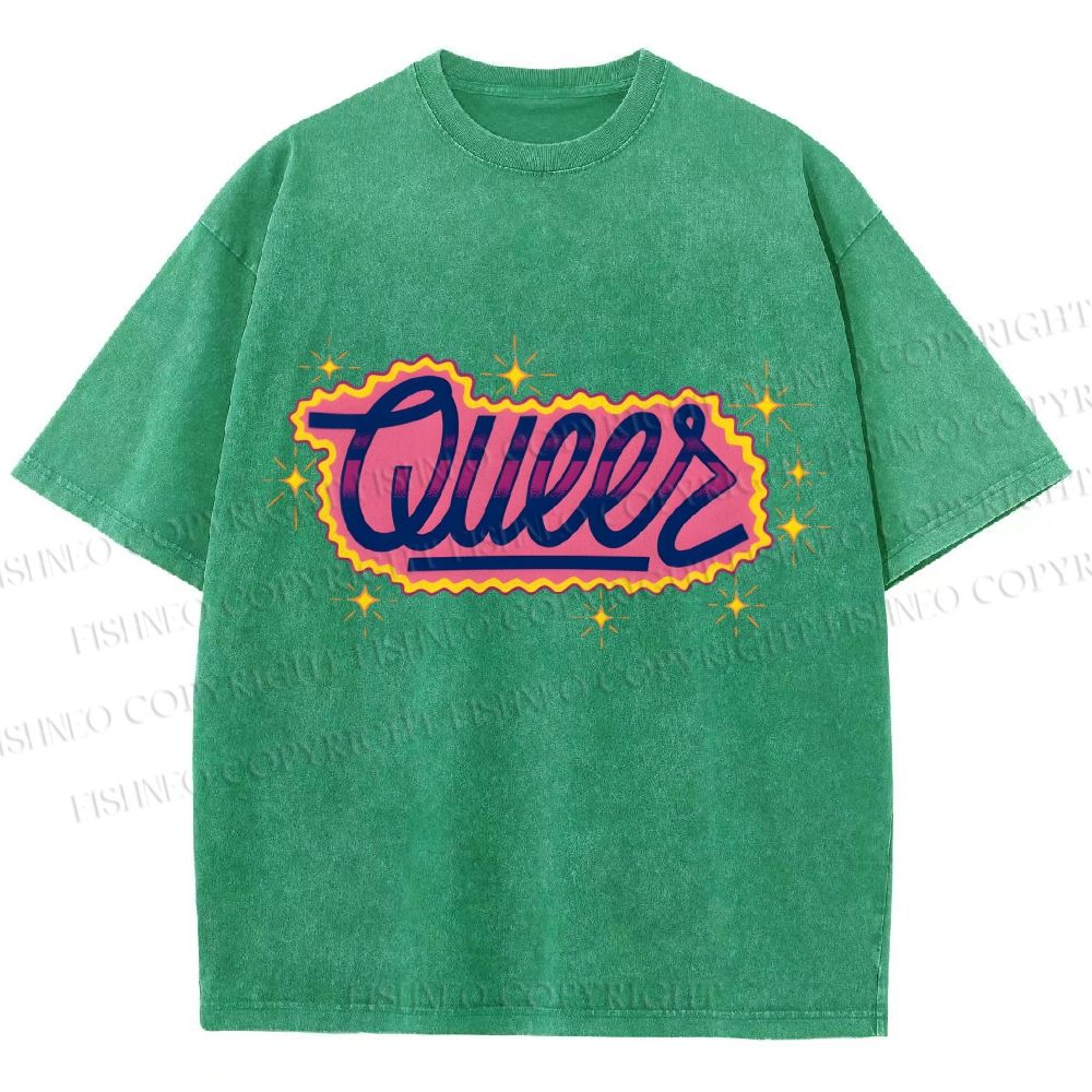 Unisex Pride Sparkling Queers Printed Washed Tee