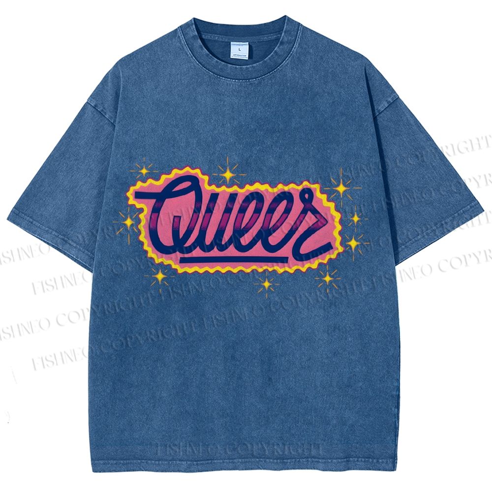 Unisex Pride Sparkling Queers Printed Washed Tee
