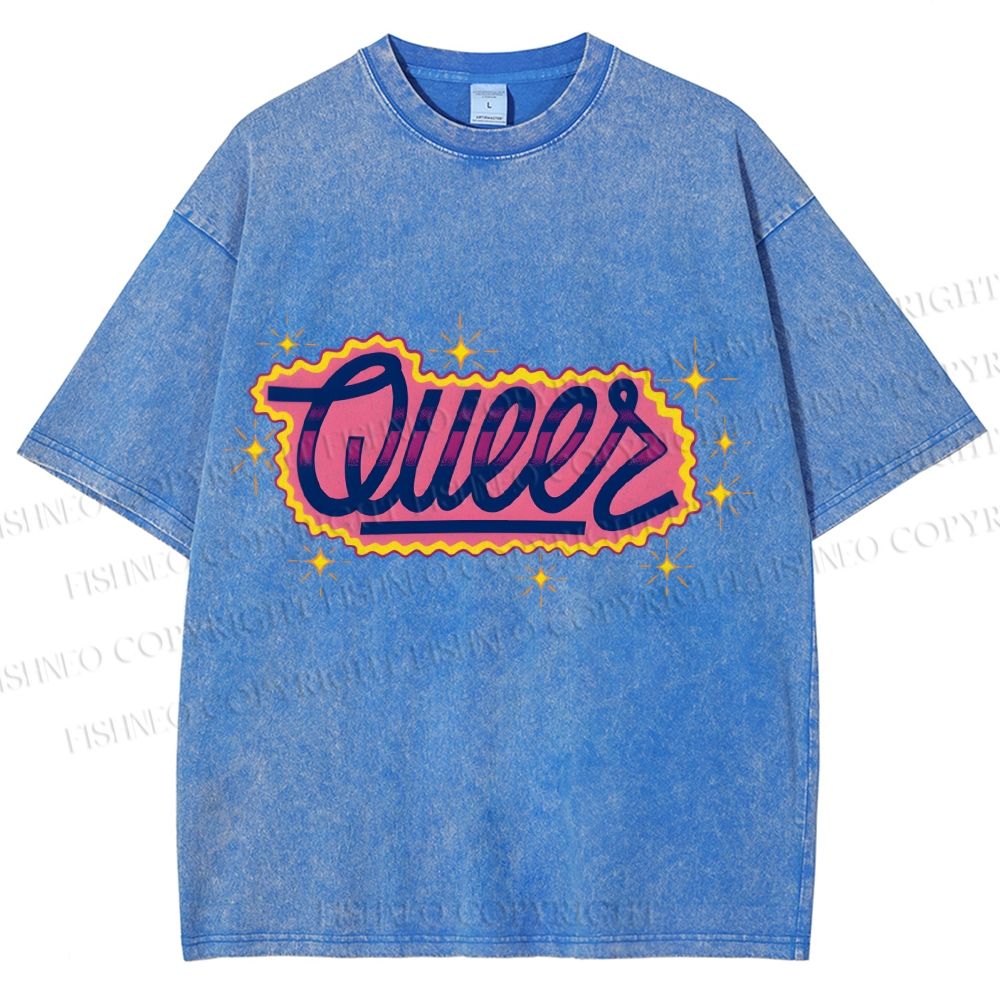 Unisex Pride Sparkling Queers Printed Washed Tee