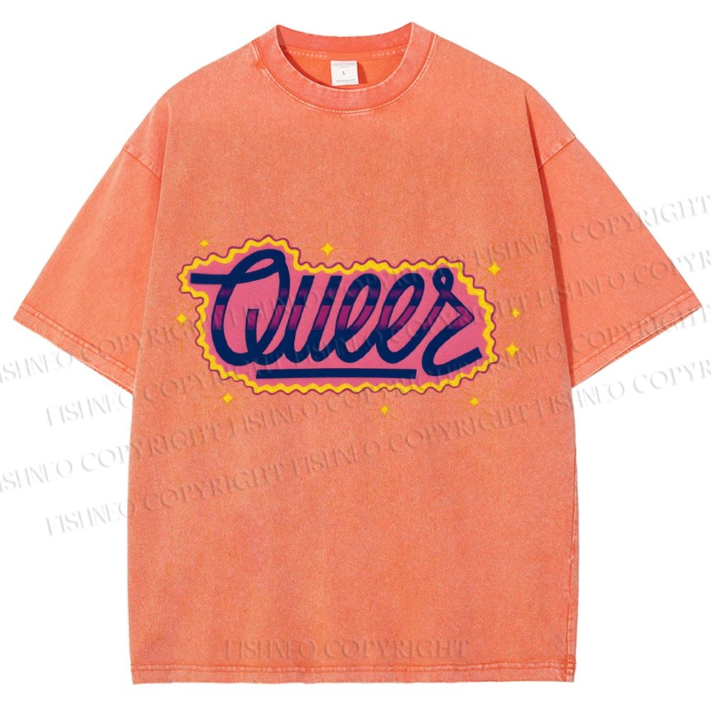 Unisex Pride Sparkling Queers Printed Washed Tee