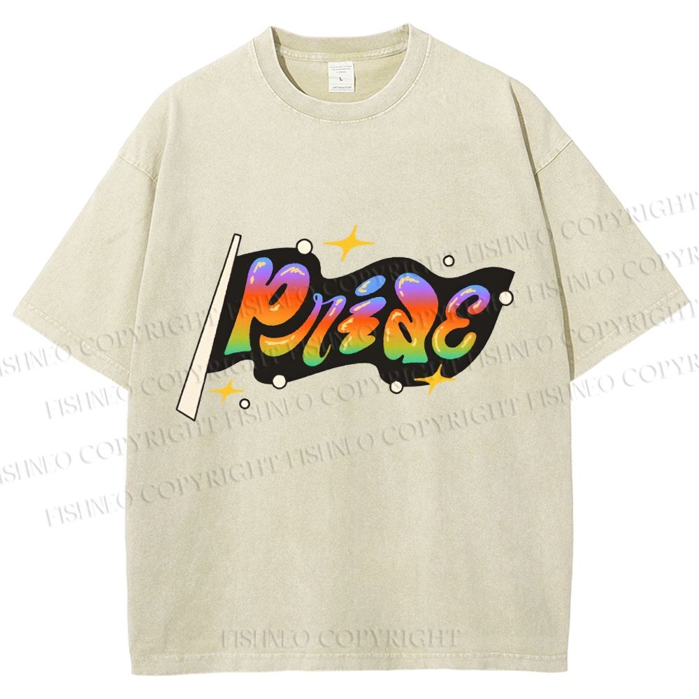 Unisex Pride Flag Printed Washed Tee