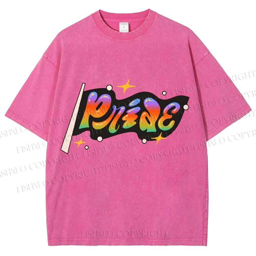 Unisex Pride Flag Printed Washed Tee