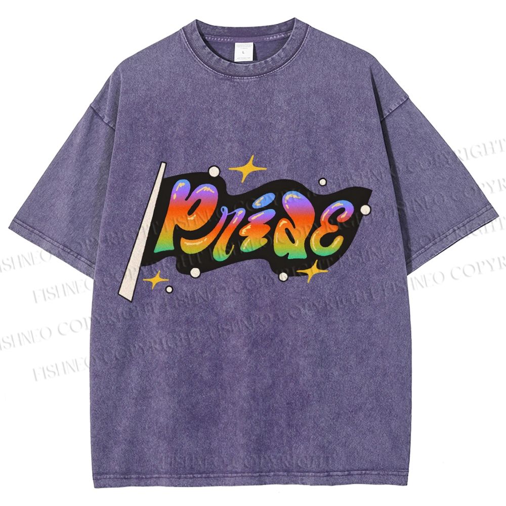 Unisex Pride Flag Printed Washed Tee