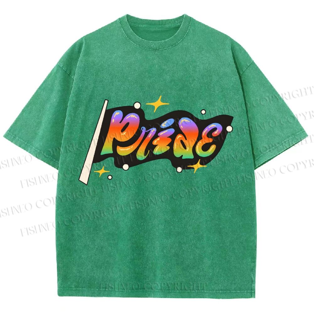 Unisex Pride Flag Printed Washed Tee
