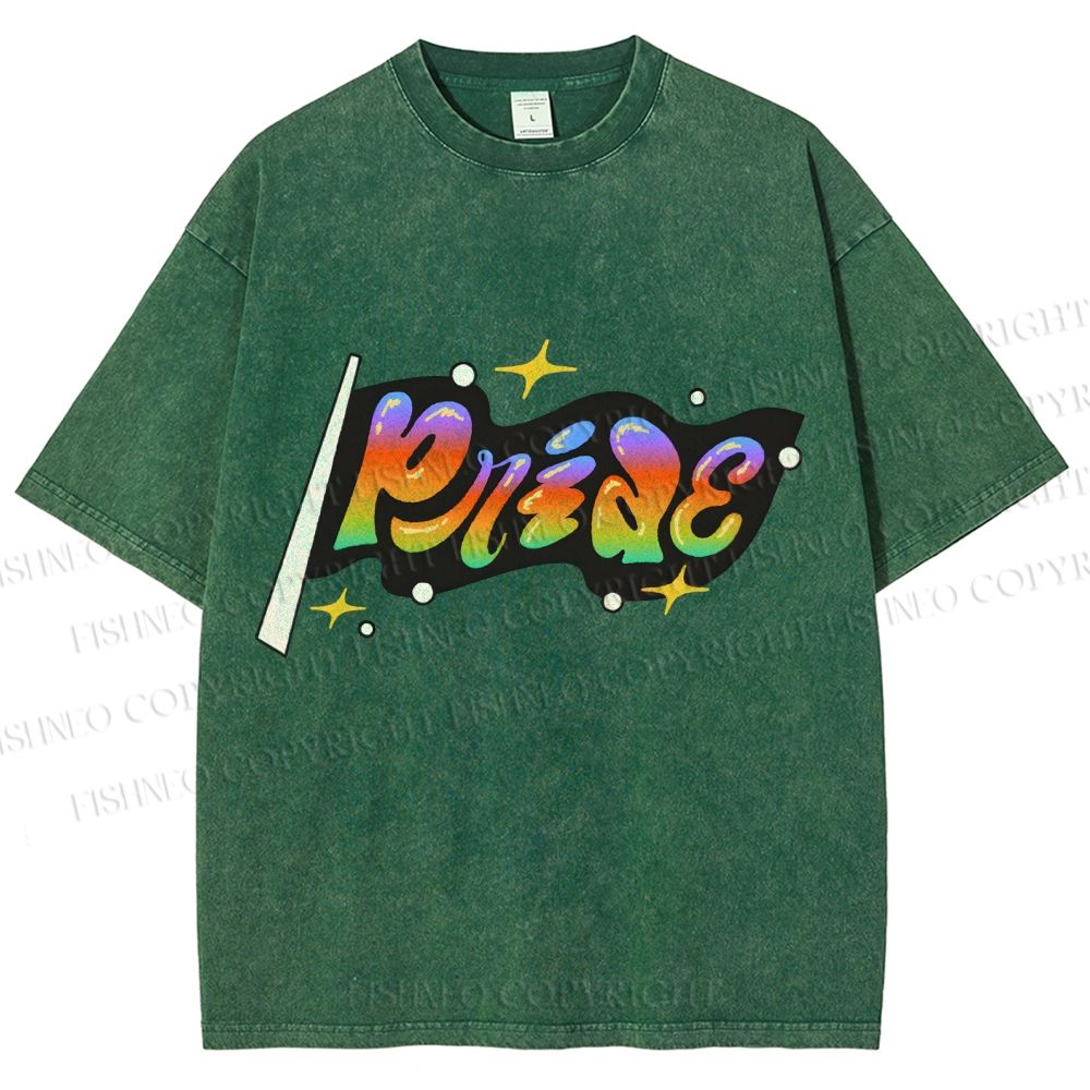 Unisex Pride Flag Printed Washed Tee