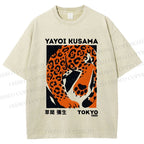 Unisex Yayoi Kusama Panther Printed Washed Tee