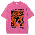 Unisex Yayoi Kusama Panther Printed Washed Tee
