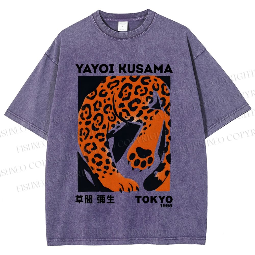 Unisex Yayoi Kusama Panther Printed Washed Tee