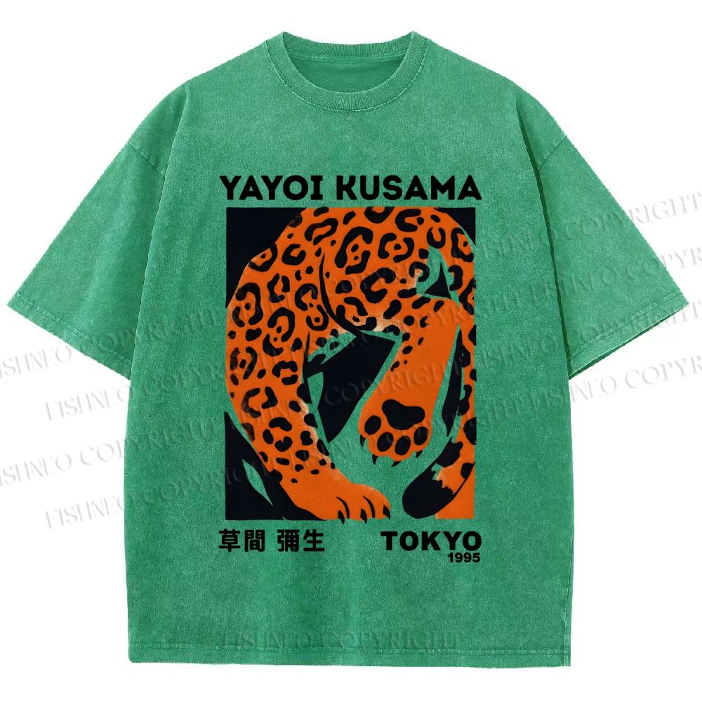 Unisex Yayoi Kusama Panther Printed Washed Tee