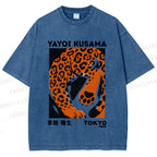 Unisex Yayoi Kusama Panther Printed Washed Tee