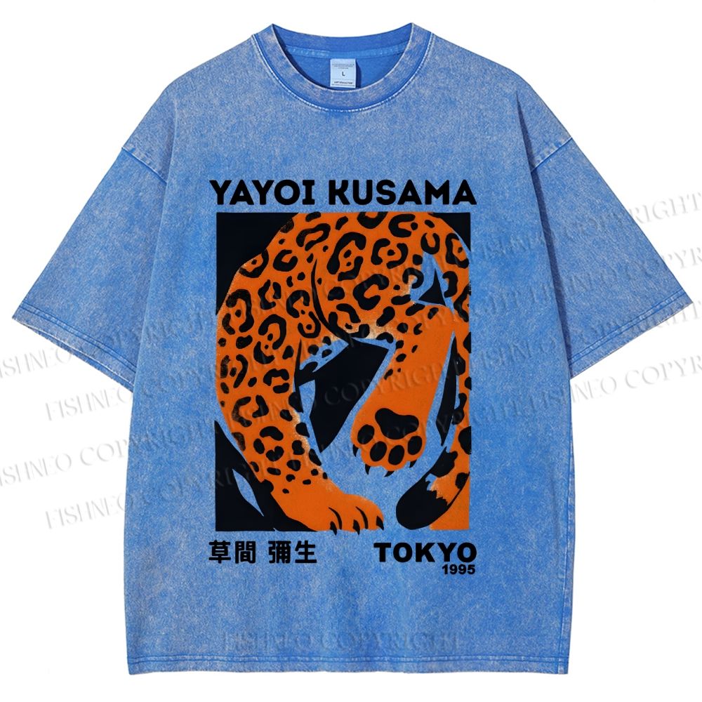 Unisex Yayoi Kusama Panther Printed Washed Tee
