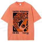 Unisex Yayoi Kusama Panther Printed Washed Tee