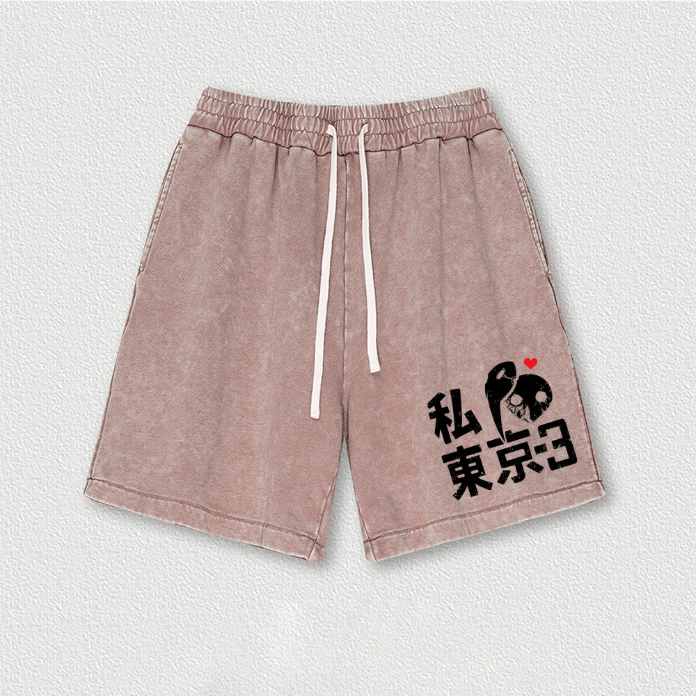 I Heart Tokyo-3 Washed Shorts
