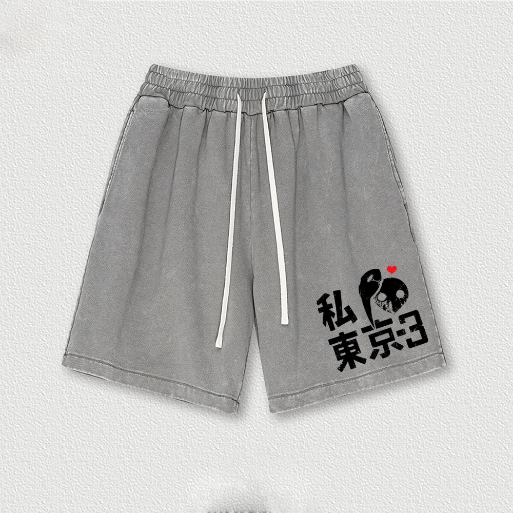 I Heart Tokyo-3 Washed Shorts