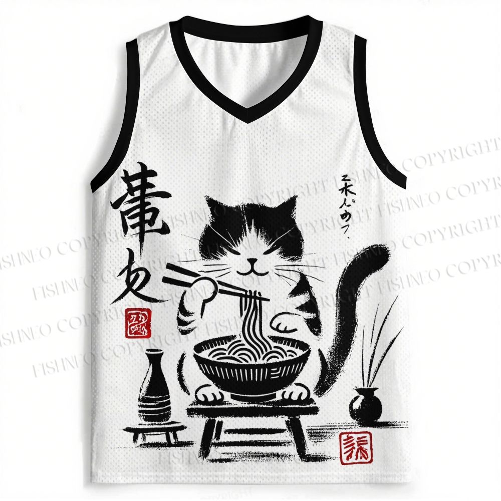 Ramen Cat Printed Jersey Tank