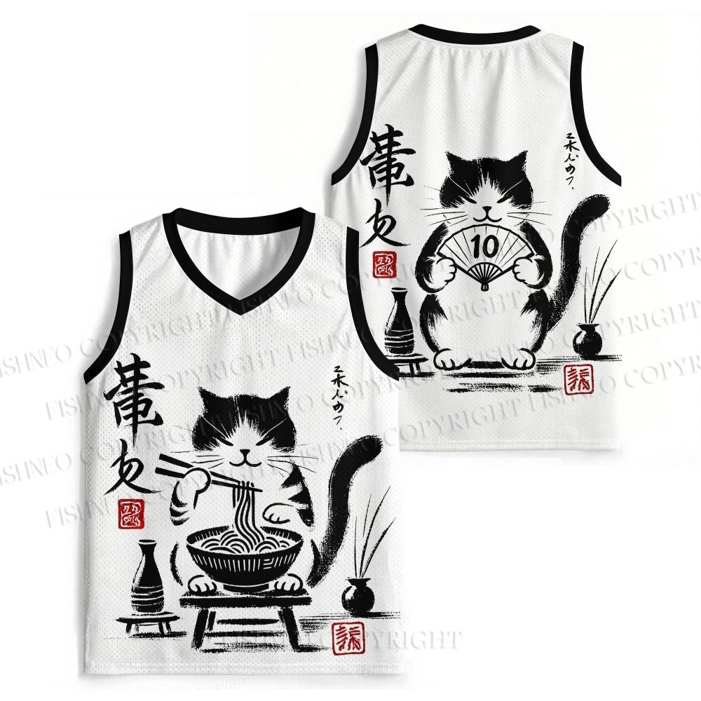 Ramen Cat Printed Jersey Tank