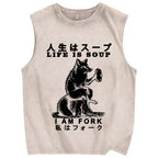 Life Is Soup I Am Fork Vintage Distressed Washed Tank Top