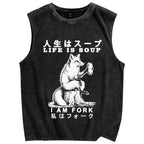 Life Is Soup I Am Fork Vintage Distressed Washed Tank Top