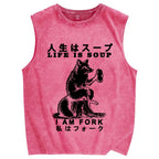Life Is Soup I Am Fork Vintage Distressed Washed Tank Top