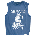 Life Is Soup I Am Fork Vintage Distressed Washed Tank Top