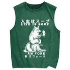 Life Is Soup I Am Fork Vintage Distressed Washed Tank Top