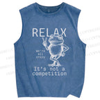 Unisex Funny Frog Printed Washed Tank Top