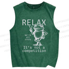 Unisex Funny Frog Printed Washed Tank Top