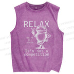 Unisex Funny Frog Printed Washed Tank Top