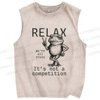 Unisex Funny Frog Printed Washed Tank Top
