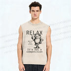Unisex Funny Frog Printed Washed Tank Top