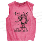 Unisex Funny Frog Printed Washed Tank Top