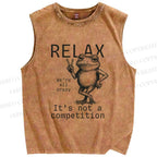 Unisex Funny Frog Printed Washed Tank Top