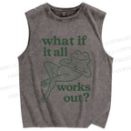 Unisex Funny Frog Printed Washed Tank Top