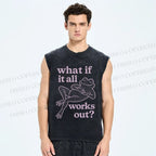 Unisex Funny Frog Printed Washed Tank Top