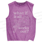 Unisex Funny Frog Printed Washed Tank Top