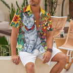 Cat in Flowers Hawaiian Shirt