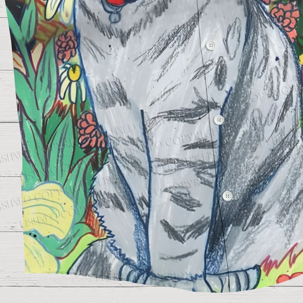 Cat in Flowers Hawaiian Shirt