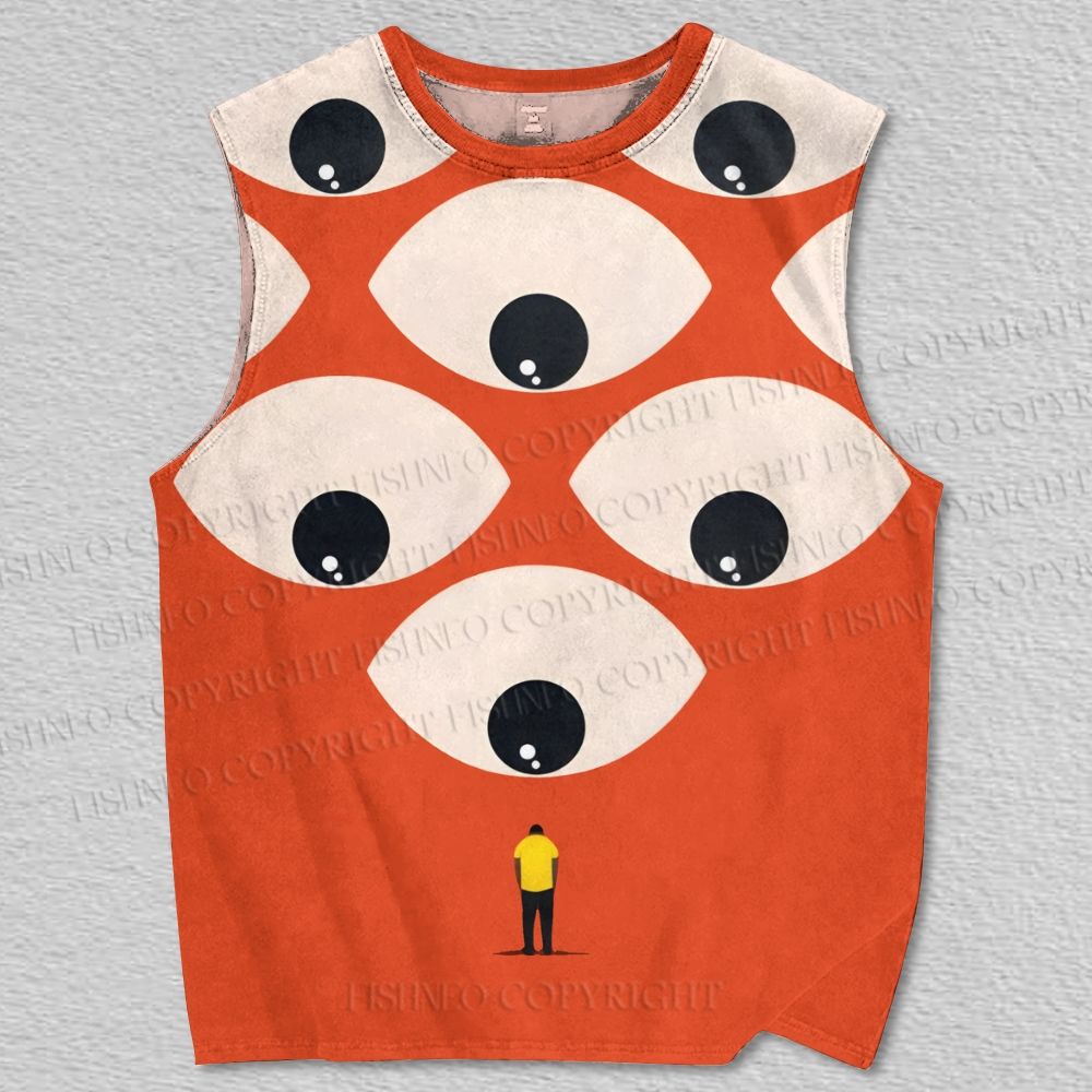 Unisex Giant Eyes Printed Tank Top