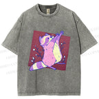 Unisex Chubby Raccoon Printed Washed Tee